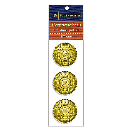 Southworth® Award/Certificate Seals, Gold, Pack Of 12