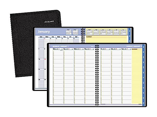 AT-A-GLANCE® QuickNotes® 30% Recycled Weekly/Monthly Appointment Book, 8 1/4" x 10 7/8", Black, January-December 2015