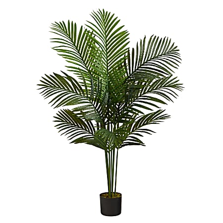 Nearly Natural Paradise Palm 48”H Artificial Plant With Planter, 48”H x 16”W x 16”D, Green/Black