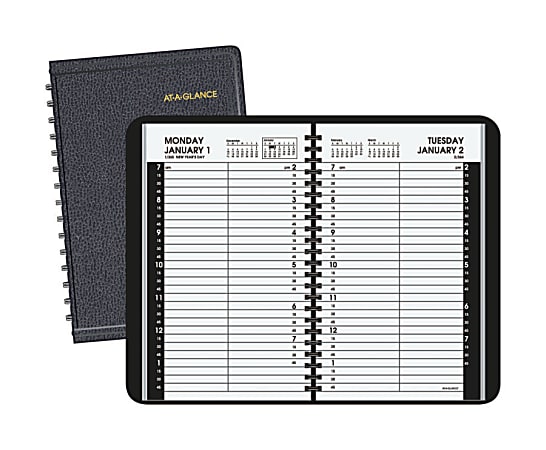 AT-A-GLANCE® 30% Recycled Daily Appointment Book, 4 7/8" x 8", Black, January-December 2015