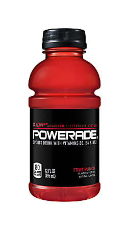 Powerade ION4 Advanced Electrolyte System Sports Drinks, 12 Oz, Fruit Punch, Pack Of 24