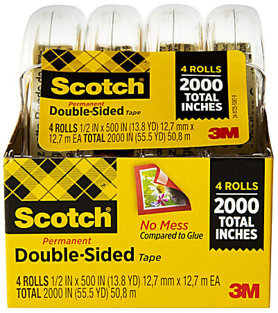 Scotch 665 Permanent Double Sided Tape 12 x 250 Clear Pack Of 3 Rolls -  Office Depot