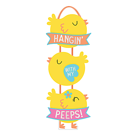 Amscan Easter Hanging With My Peeps Hanging Signs, 17-3/4" x 7", Yellow, Pack Of 3 Signs