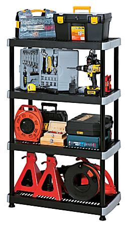 Rimax Heavy-Duty Storage Shelves, 4 Tiers, Black