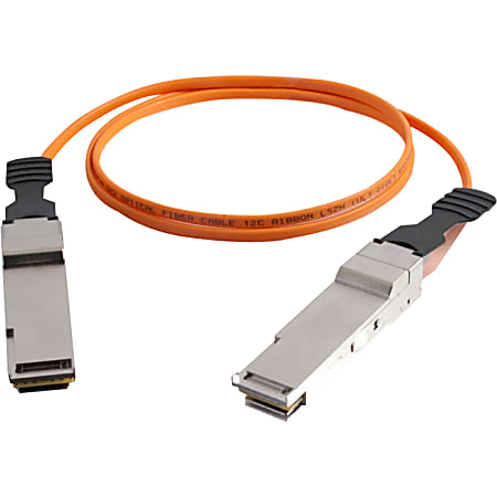 C2G 100m QSFP+/QSFP+ 40G InfiniBand Active Optical Cable - Fiber Optic for Network Device - Active QSFP+ (SFF-8436) - Active QSFP+ (SFF-8436) - 40Gb - 100m - Orange
