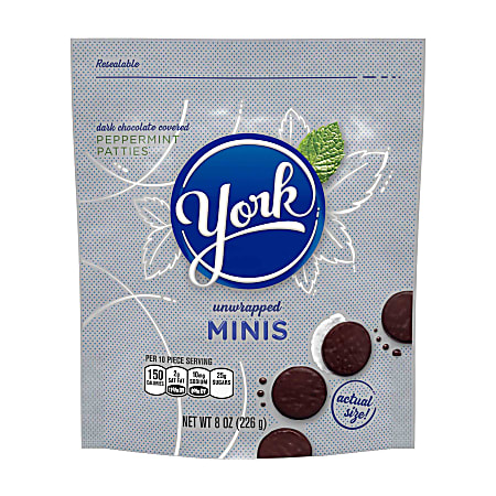 York Minis Peppermint Patties, 8-Oz Pouch, Pack Of 4