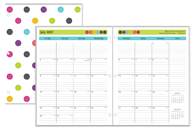 Today's Teacher by Blue Sky™ Academic Monthly Planner, 8 1/2" x 11", Dots, July 2017 to June 2018