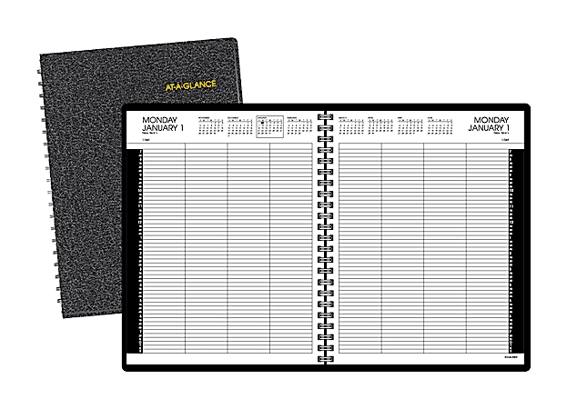 AT-A-GLANCE® 30% Recycled 8-Person Daily Appointment Books, 8 1/2" x 11", Black, January-December 2015, Pack Of 2