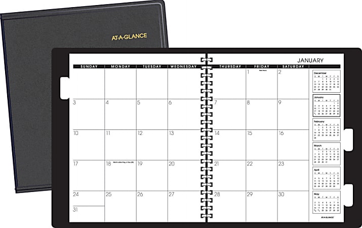 AT-A-GLANCE® 3-Year Monthly Planner, 9" x 11", Black, January-December 2015