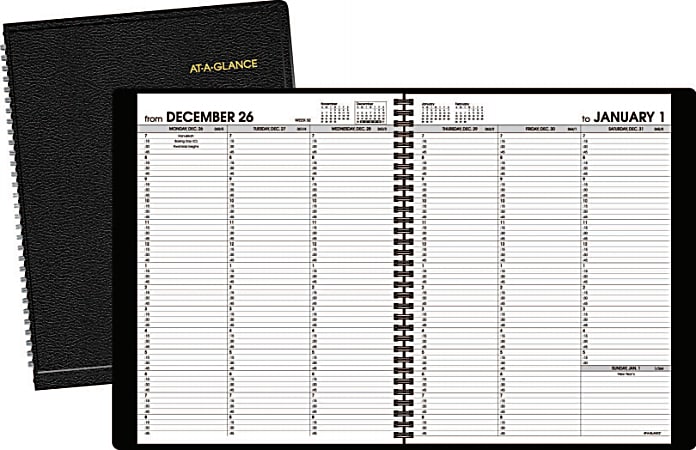 AT-A-GLANCE® 30% Recycled 13-Month Weekly Appointment Book, 8 1/4" x 10 7/8", Black, January 2015 to January 2016