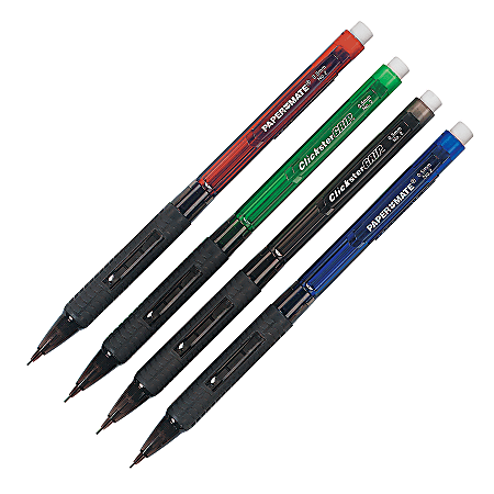 Paper Mate® Clickster® Grip Mechanical Pencils, Assorted Barrel Colors, 0.5 mm, Pack Of 4