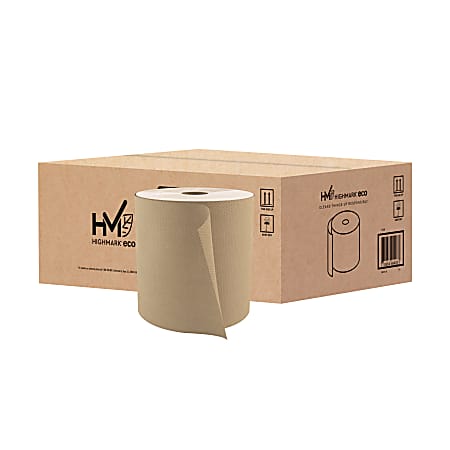 Highmark® ECO Hardwound 1-Ply Paper Towels, 100% Recycled, Natural, 800' Per Roll, Case Of 6 Rolls