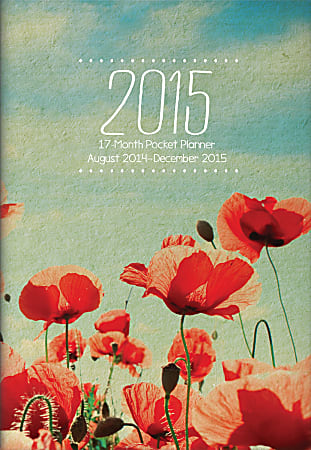 Orange Circle Studio™ Monthly Pocket Planner, Red Poppies, 4 1/2" x 6 1/2", August 2014-January 2015