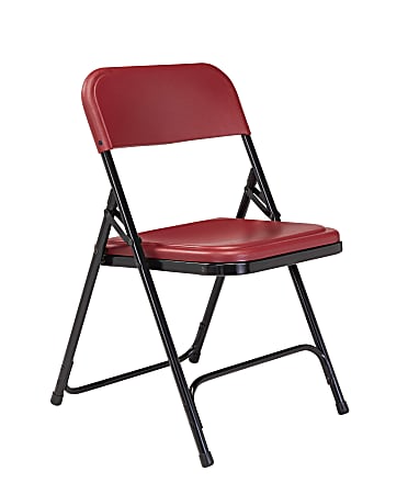 National Public Seating Lightweight Plastic Folding Chairs, Burgundy/Black, Set Of 12 Chairs