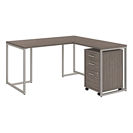 kathy ireland® Office by Bush Business Furniture Method 60"W L Shaped Desk with 30"W Return and Mobile File Cabinet, Cocoa, Premium Installation