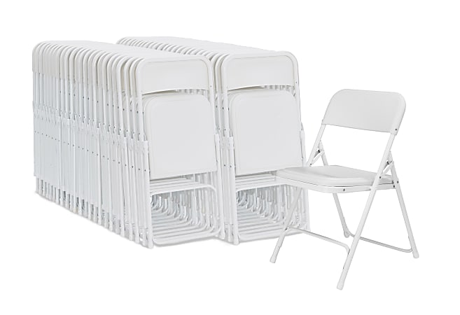 National Public Seating Lightweight Plastic Folding Chairs, White, Pack Of 40