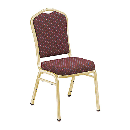 National Public Seating Silhouette Fabric Padded Stack Chair, 36"H x 17"W x 23"D, Gold Frame/Burgundy Print, Pack Of 40