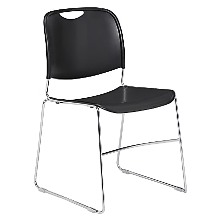 National Public Seating Hi-Tech Compact Stack Chair, Chrome/Black