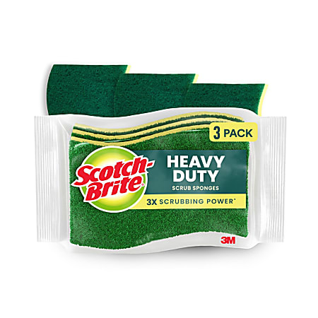 Scotch-Brite Heavy Duty Sponges, 3 Scrubbing Sponges, Great For Washing Dishes and Cleaning Kitchen