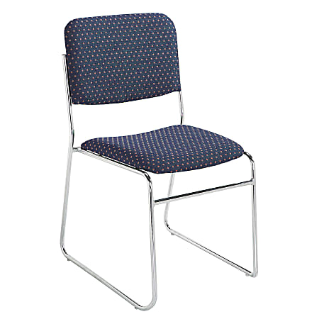National Public Seating Signature Fabric Padded Stack Chair, Navy/Chrome, Pack Of 2
