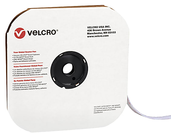 VELCRO® Brand — Loop, Individual Tape Strips, 3/4" x 75', White