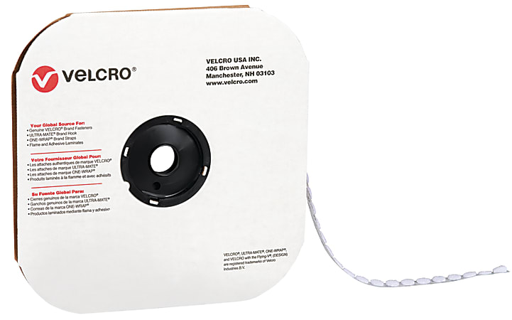 VELCRO® Brand Loop, 1/2" White Dots, Roll Of