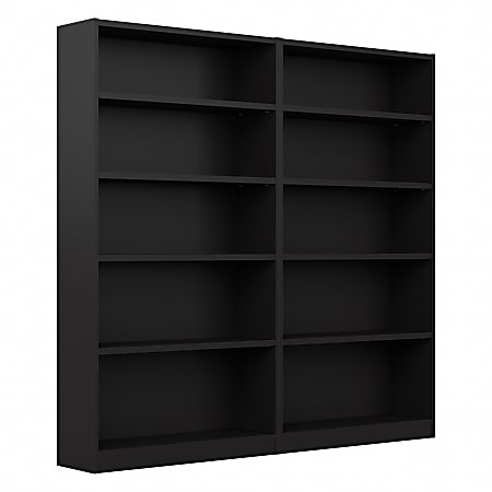Bush® Furniture Universal 72"H 5-Shelf Bookcases, Black, Set Of 2 Bookcases, Standard Delivery