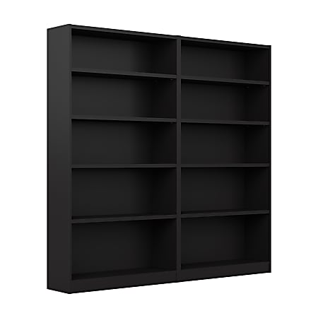 Bush® Furniture Universal 72"H 5-Shelf Bookcases, Black, Set Of 2 Bookcases, Standard Delivery