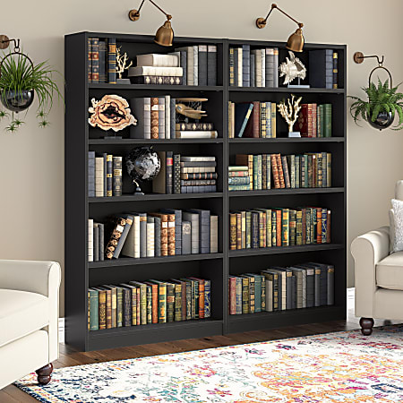 Bush Furniture Universal 72 H 5 Shelf Bookcases Black Set Of 2 ...