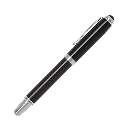 FORAY® Fine Writing Ballpoint Pen, Medium Point, 1.0 mm, Black Carbon Fiber Barrel, Black Ink