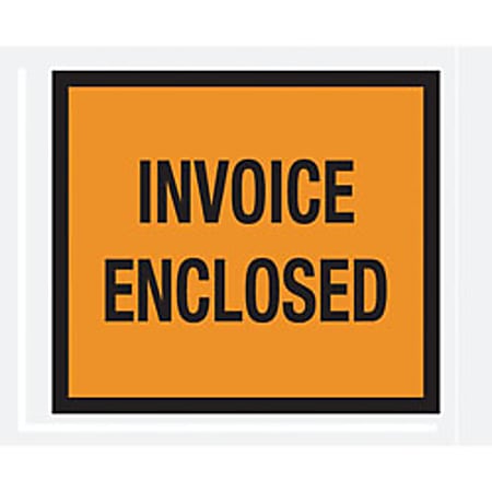 Tape Logic® "Invoice Enclosed" Envelopes, Full Face, Orange, 4 1/2" x 5 1/2" Of 1,000