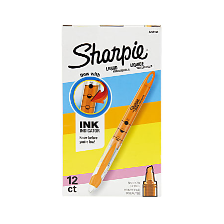 Sharpie Liquid Highlighters, Chisel Tip, Fluorescent Orange, Box