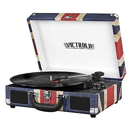 Innovative Technology Victrola Bluetooth® Suitcase Record Player, 5"H x 10"W x 14"D, Union Jack