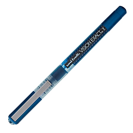 uni-ball® Vision™ Exact™ Liquid Ink Rollerball Pens, Fine Point, 0.7 mm, Blue Barrel, Blue Ink, Pack Of 12