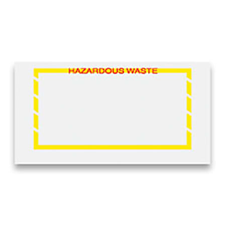 Tape Logic® Packing List Envelopes, Top Loading, "Hazardous Waste", 5 1/2" x 10", Yellow Border, Pack Of 1,000