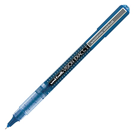 uni-ball® Vision™ Exact™ Liquid Ink Rollerball Pens, Micro Point, 0.5 mm, Blue Barrel, Blue Ink, Pack Of 12