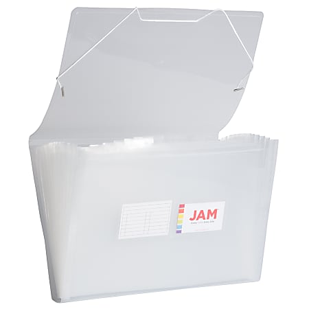 JAM Paper® Legal Size Expanding File, 8" Expansion, 8-1/2" x 14", Clear