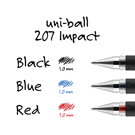 uni ball 207 Impact Gel Pens Bold Point 1.0 mm Black Gray Barrel