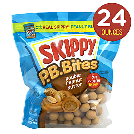 Skippy Double Peanut Butter P B Bites 24 Oz Office Depot