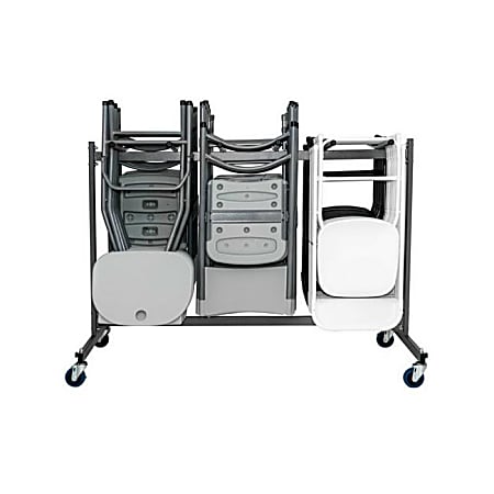 Cosco Classic Collection Folding Chair Trolley for Cosco Resin/Fan Back Folding Chairs, 48 5/8"H x 68 15/16"W x 31 1/8"D, Gray