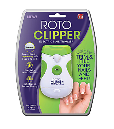 Roto Clipper® Electric Nail Trimmer, 6 5/16"H x 2 3/8"W x 8 3/16"D, Green/White