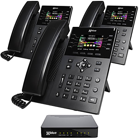 XBLUE QB1 Advanced Business Communications System Bundle With (3) IP8g Telephones, Black