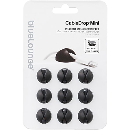 Bluelounge CableDrop Mini Cable Anchor for Small Cords - Cable Clip - Black - 9 - 0.80 Bluelounge CableDrop Mini Cable Anchor for Small Cords - Cable Clip - Black - 9 - 0.80