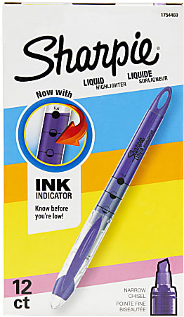 Sharpie® Liquid Accent® Pen-Style Highlighters, Fluorescent Purple, Box Of 12
