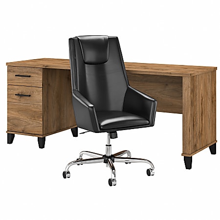 Bush® Furniture Somerset 72"W Office Desk And Chair Set, Fresh Walnut, Standard Delivery