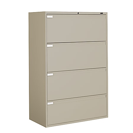 Global® 9300P Lateral Filing Cabinet, 4 Drawers, 54"H x 36"W x 18"D, Desert Putty