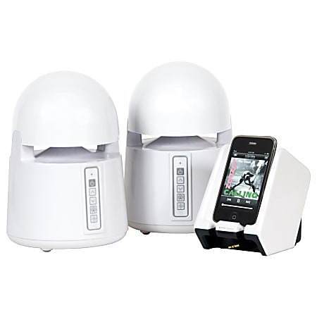 Grace Digital Mini Bullet II GDI-AQBLT300 Indoor/Outdoor Wireless Speakers with Dual Powered Transmitter for iPhone, Smartphone, MP3 player, TV or Stereo (White, 2)
