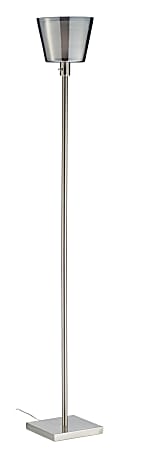 Adesso® Prescott Tall Floor Lamp, 71 3/4"H, Smoked Mercury Shade/Brushed Steel Base