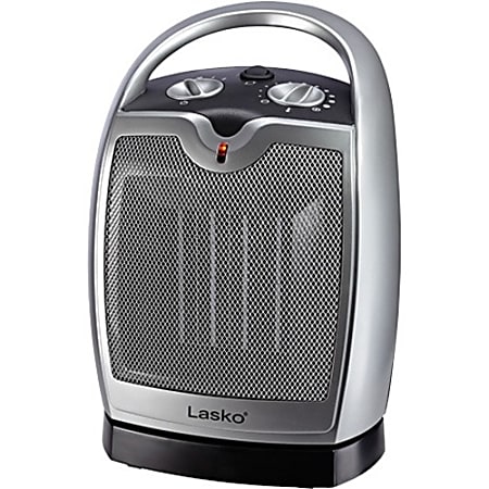 Lasko 1500 Watts Electric Ceramic Oscillating Heater 2 Heat Settings 9.2 H  x 7 W x 6 D Silver - Office Depot