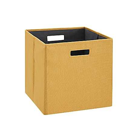 Linon Emmet Storage Bins, 13”H x 13”W x 13”D, Yellow, Set Of 2 Bins